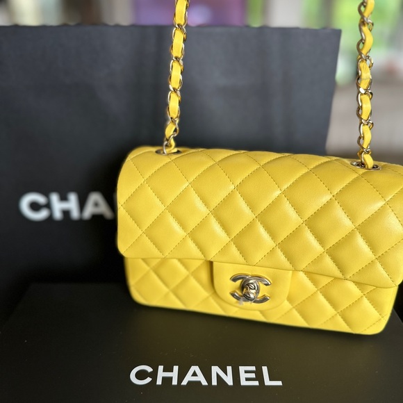FULL SET - CHANEL Classic Rectangle Mini (Yellow with Champagne Gold HW) - Picture 6 of 17